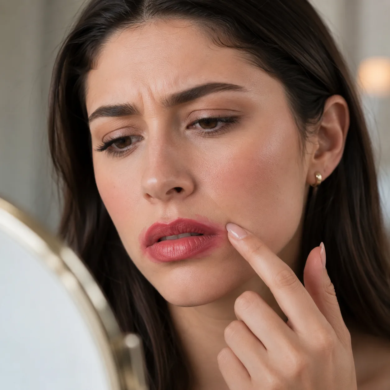 Lipstick Feathering Around Mouth