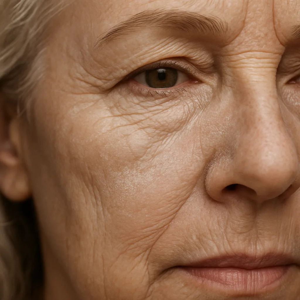 Mature Skin Powder Settles in Lines